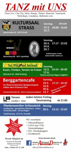 TANZ mit UNS Plakat  13.Mai - 15.Juli 2012 Werde AllroundDancer oder Freizeitmitglied